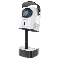 Promate Wireless 4K Ultra HD DLP Projector with Built-in HiFi Speaker, 250ANSI Brightness, Motorized Height adjustment, Bluetooth Audio Connectivity. 