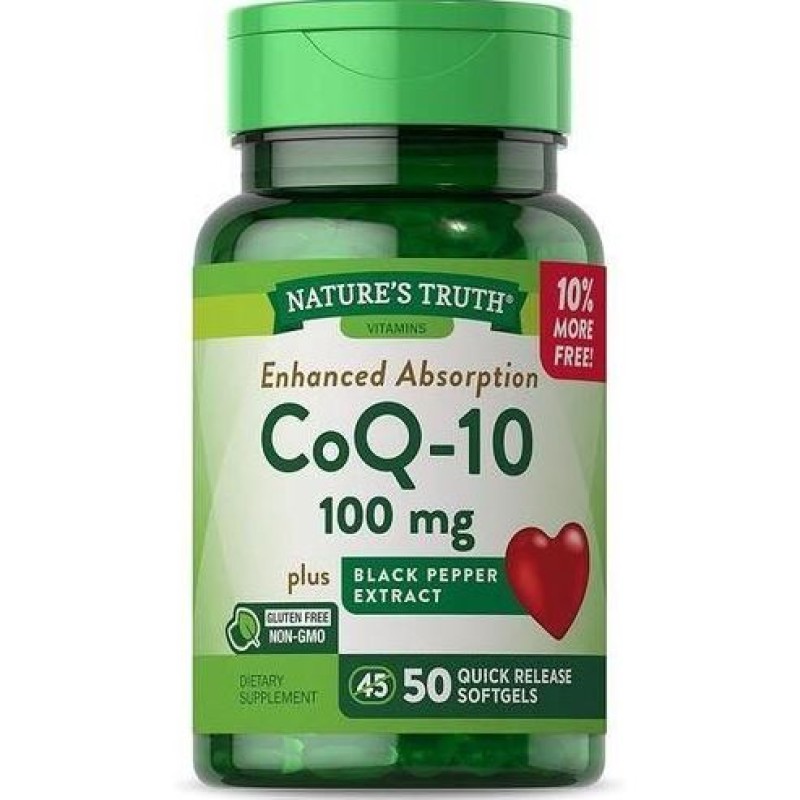 Nature's Truth CoQ-10 100mg Plus Black Pepper Extract 50 Softgels