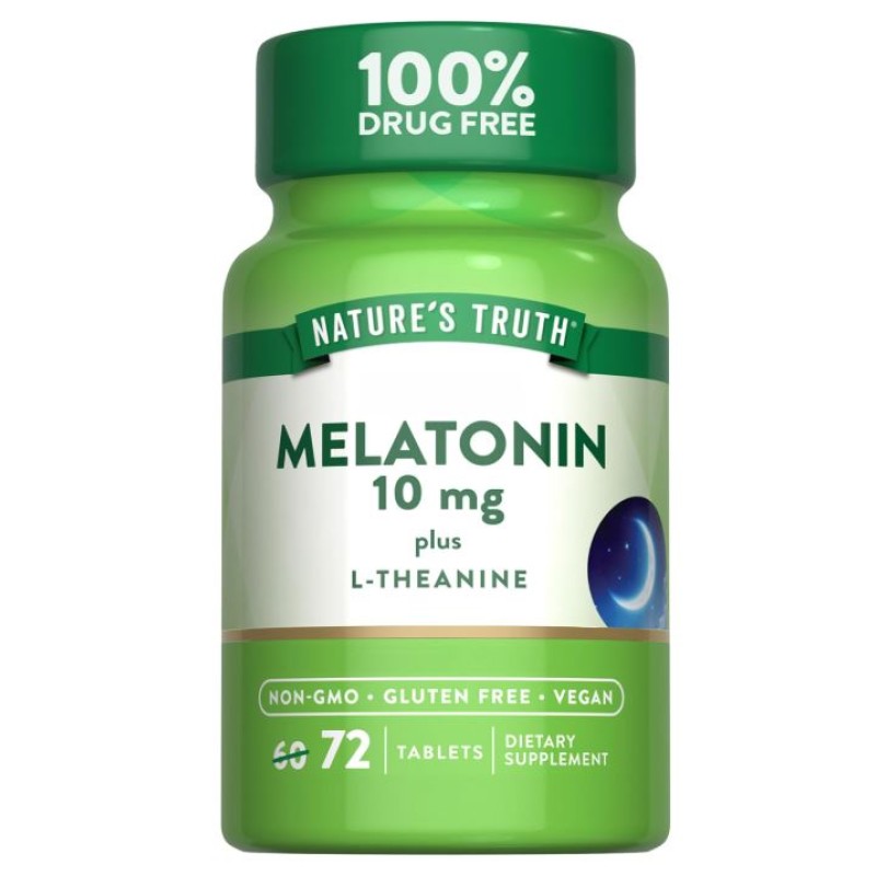 Nature's Truth Melatonin 10mg plus L-Theanine 72 Tablets