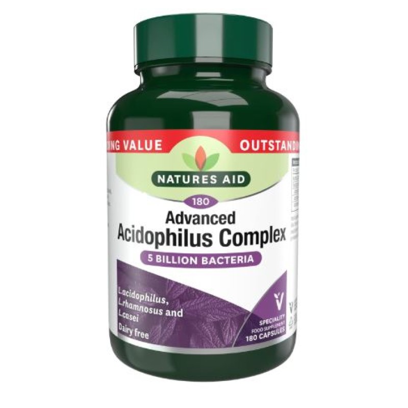 Natures Aid Acidophilus Complex 5 Billion Bacteria 180 Vegan Capsules