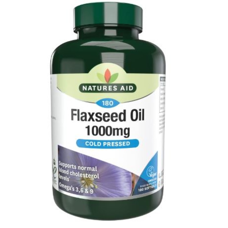 Natures Aid Flaxseed Oil 1000mg 180 Vegan Capsules