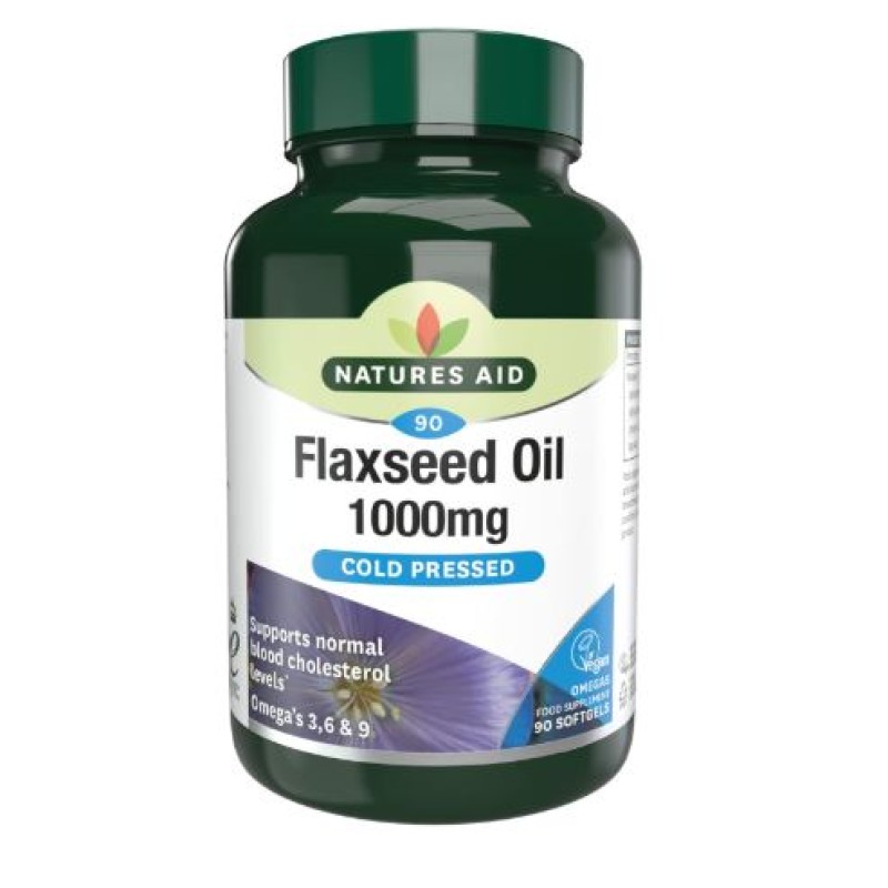 Natures Aid Flaxseed Oil 1000mg 90 Vegan Capsules