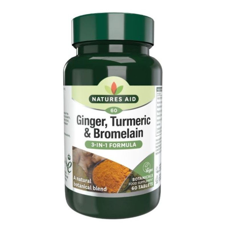 Natures Aid Ginger, Turmeric and Bromelain 60 Tablets