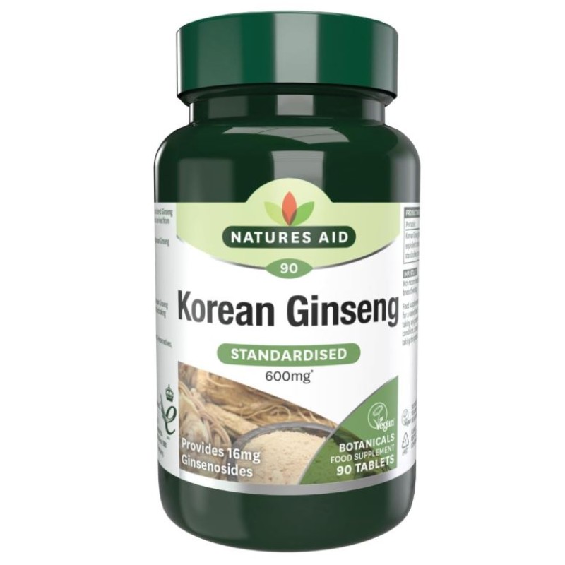 Natures Aid Korean Ginseng 600mg 90 Tablets