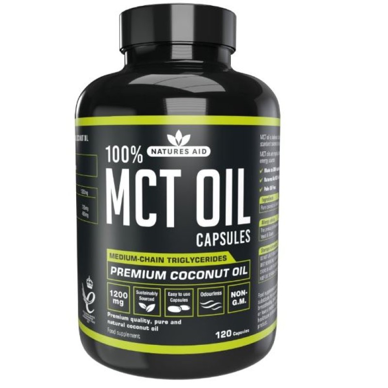 Natures Aid MCT Premium Coconut Oil 1200mg 120 Capsules