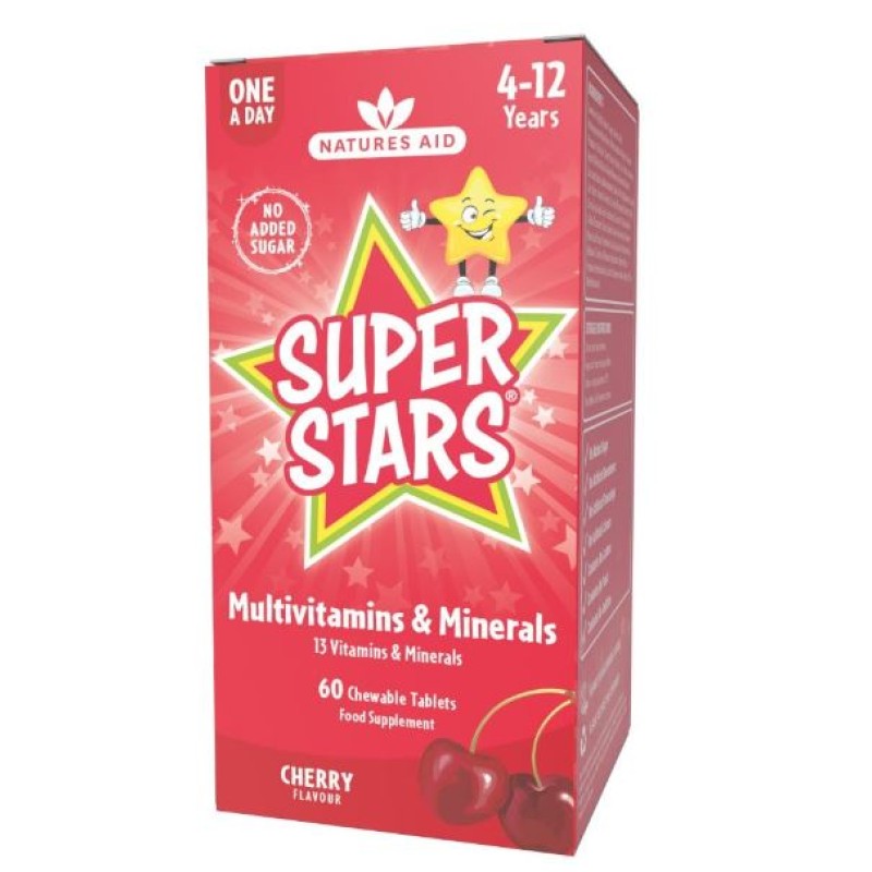 Natures Aid Super Star Multivitamins and Minerals 60 Chewable Tablets
