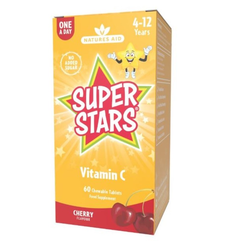 Natures Aid Super Star Vitamin C 60 Chewable Tablets
