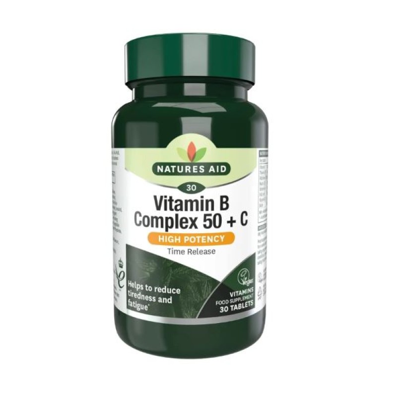 Natures Aid Vitamin B Complex 50 + C Time Release 30 Tablets