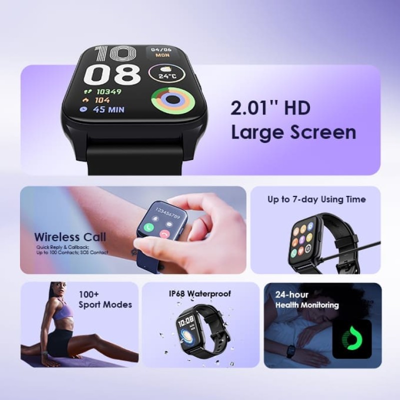 Oraimo Watch 4 Plus 2.01″ HD IP68 Smart Watch OSW-801