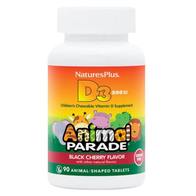 NaturesPlus Animal Parade Vitamin D3 500IU 90 Chewable Tablets
