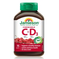 Jamieson Chewable Vitamin C 500mg+ Vitamin D3 500IU 30 Tablets