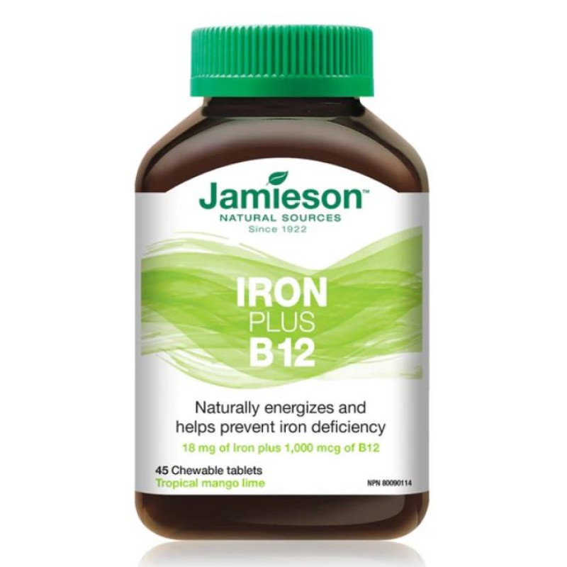 Jamieson Iron Plus B12 45 Chewable Tablets
