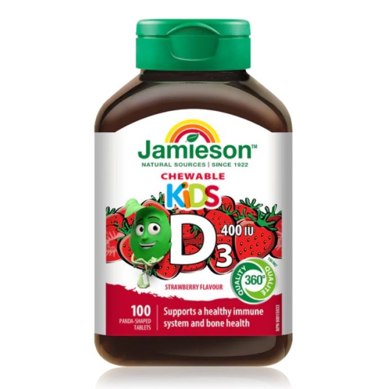 Jamieson Kids Vitamin D3 400IU 100 Chewable Tablets