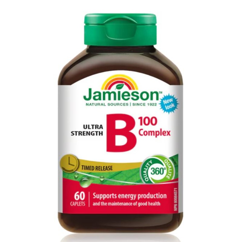 Jamieson Ultra Strength Vitamin B Complex 100mg 60 Caplets