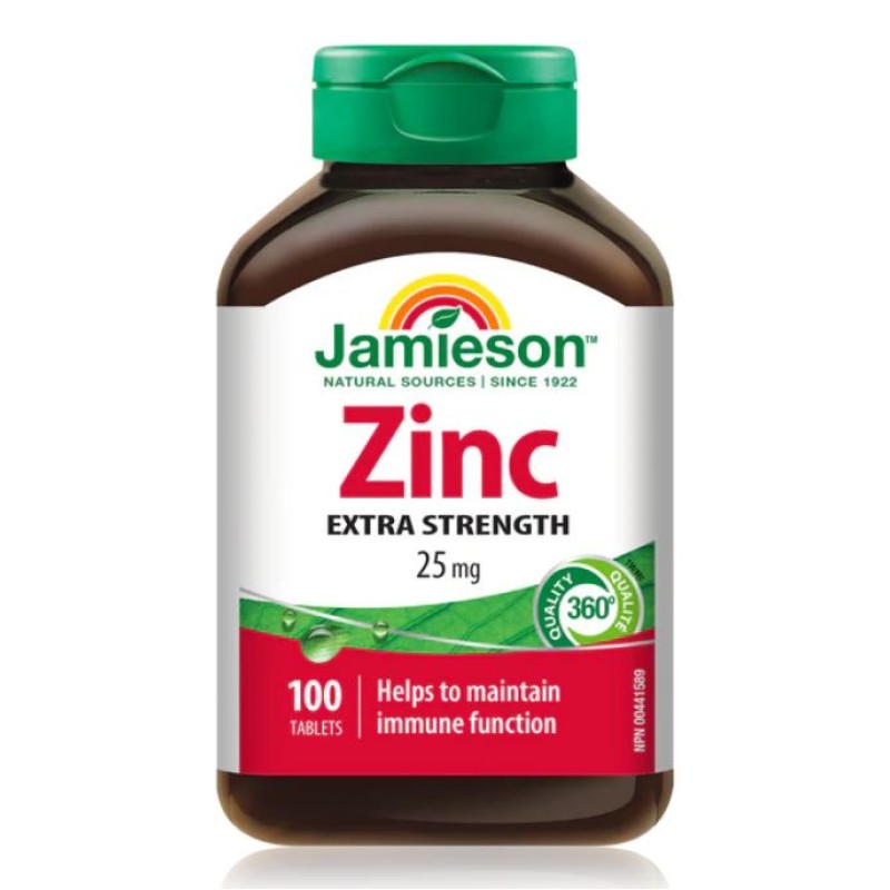 Jamieson Zinc Extra Strength 25mg 100 Tablets