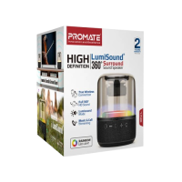 Promate GLITZ-L LumiSound® 10W Wireless Speaker – Black/Blue/Red | 360° Surround Sound with Rainbow LED Lights
