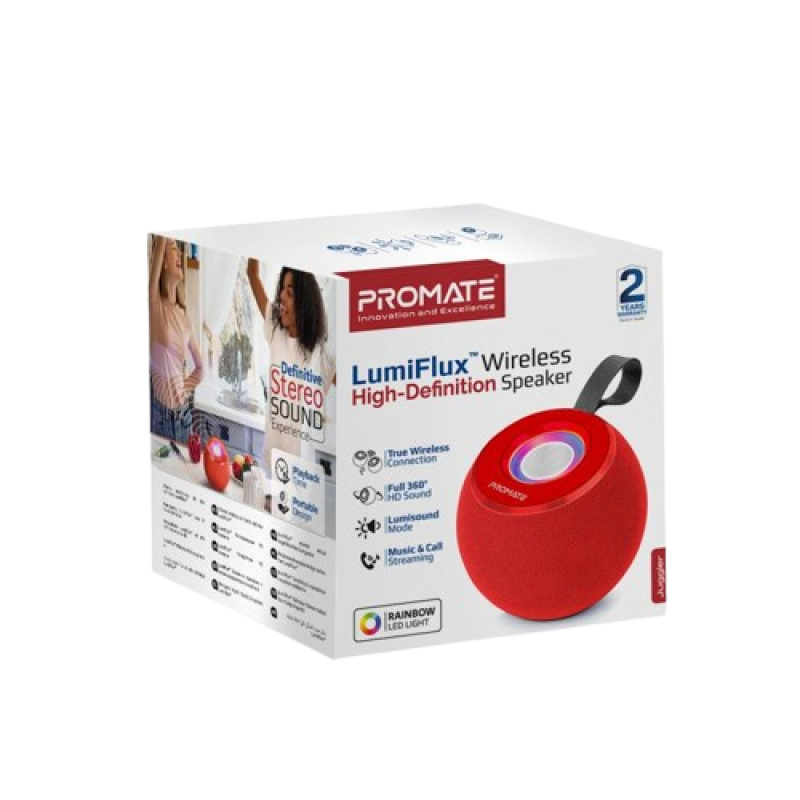 Promate JUGGLER LED Bluetooth Speaker – Black/Blue | Portable 5W Wireless Speaker with LED Lights