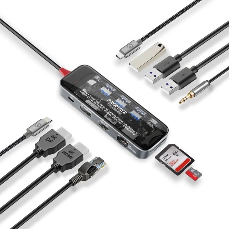 Promate 11-in-1USB-C Hub with 4K HDMI TRANSHUB-PRO