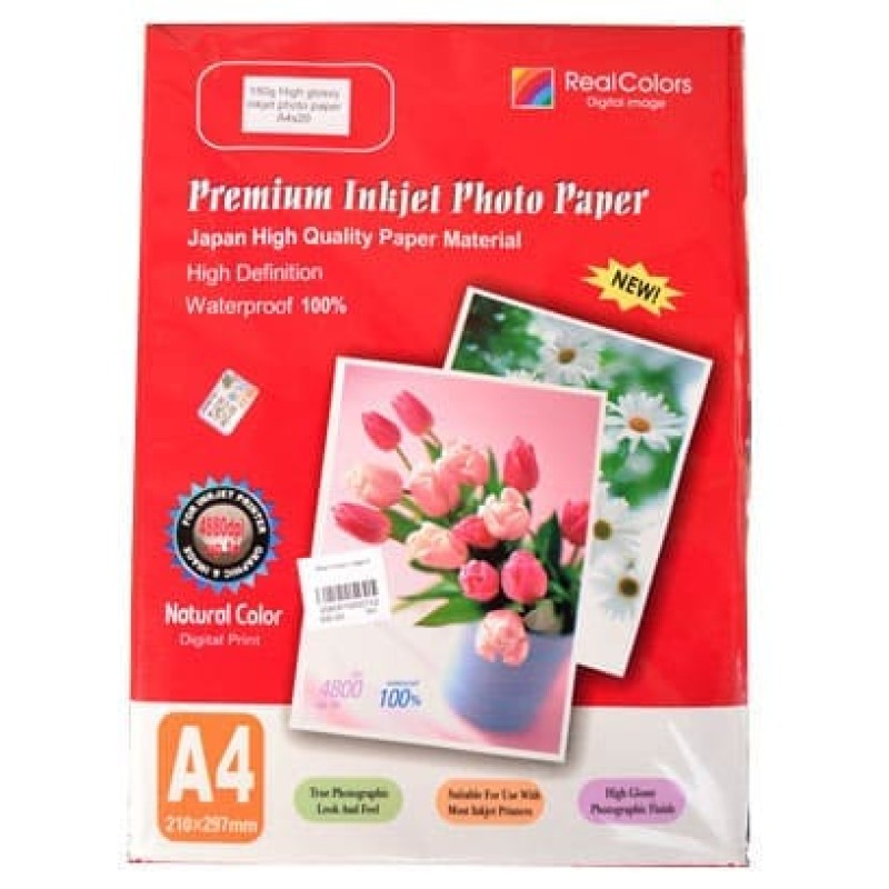Real Colour Inkjet Glossy A4 20pcs 180GSM Real Colour Inkjet Glossy A4 20pcs 180GSM