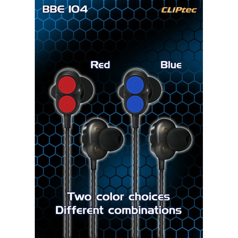 Cliptec AirSonic Dual Dynmc B/T Earphone BBE-104 Cliptec AirSonic Dual Dynmc B/T Earphone BBE-104