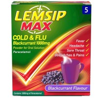 Lemsip Max Strength Cold and Flu Blackcurrant 1000mg 5 Sachets