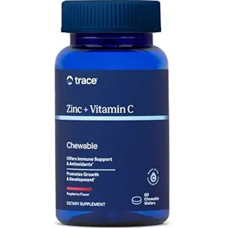 Trace Minerals Zinc + Vitamin C Chewable Raspberry 60 Wafers