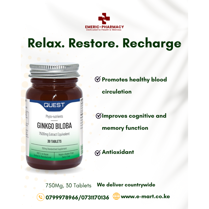 Quest Ginkgo Biloba 150mg 30 Tablets
