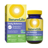 Renew Life Daily Balance 2-In-1 Prebiotics + Probiotics 20 Billion 60 Capsules