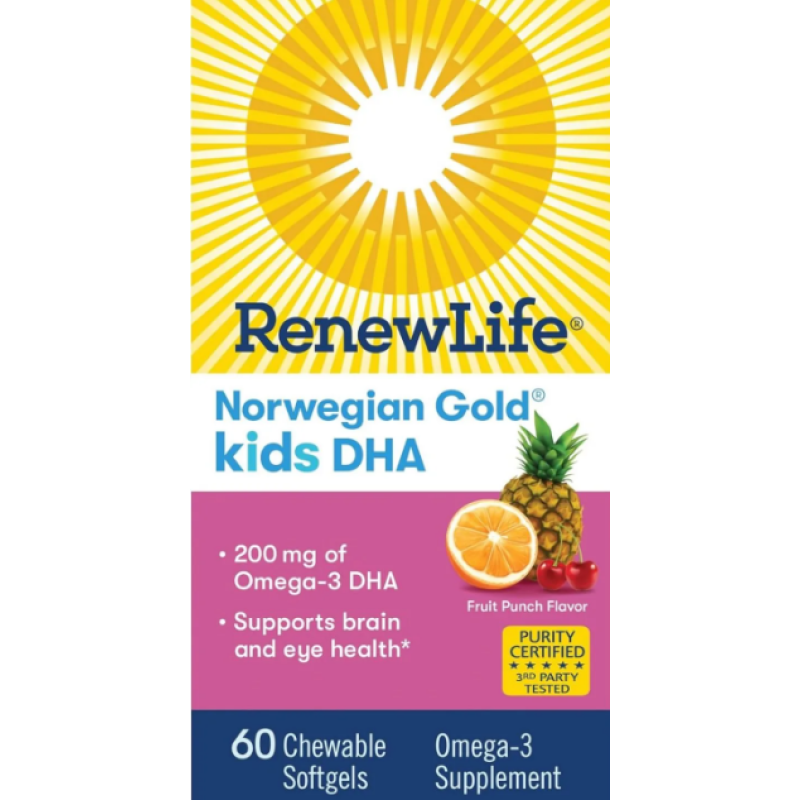 Renew Life Norwegian Gold Omega 3 Kids Dha 60 Softgels