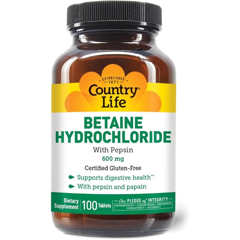 Country Life Betaine Hydrochloride 100 Tablets Country Life Betaine Hydrochloride 100 Tablets
