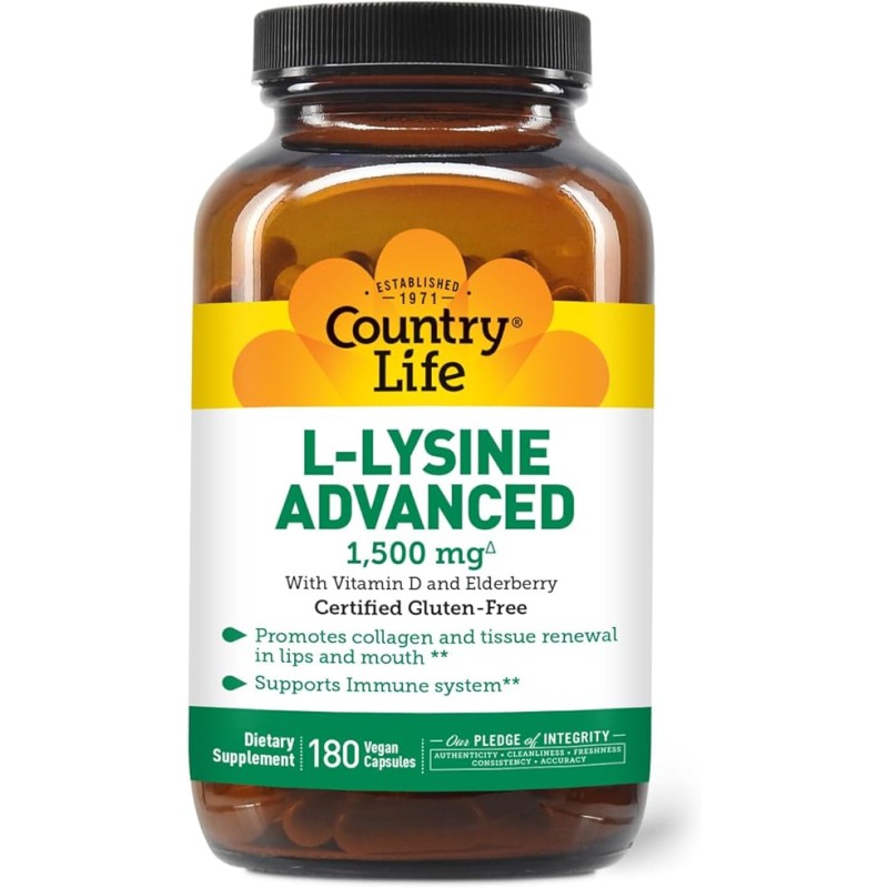 Country Life L-Lysine Advanced 1500mg 180 Capsules