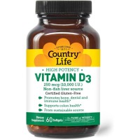 Country Life Vitamin D3 250mcg (10,000 I.U) 60 Softgel