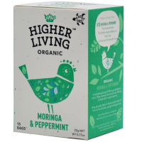 Higher Living Organic Moringa and Peppermint 15 Teabags 22g