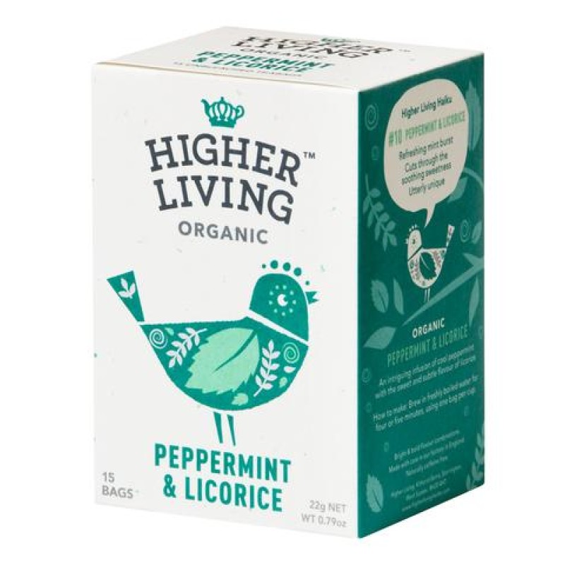 Higher Living Organic Peppermint and Licorice Tea 15 Bags