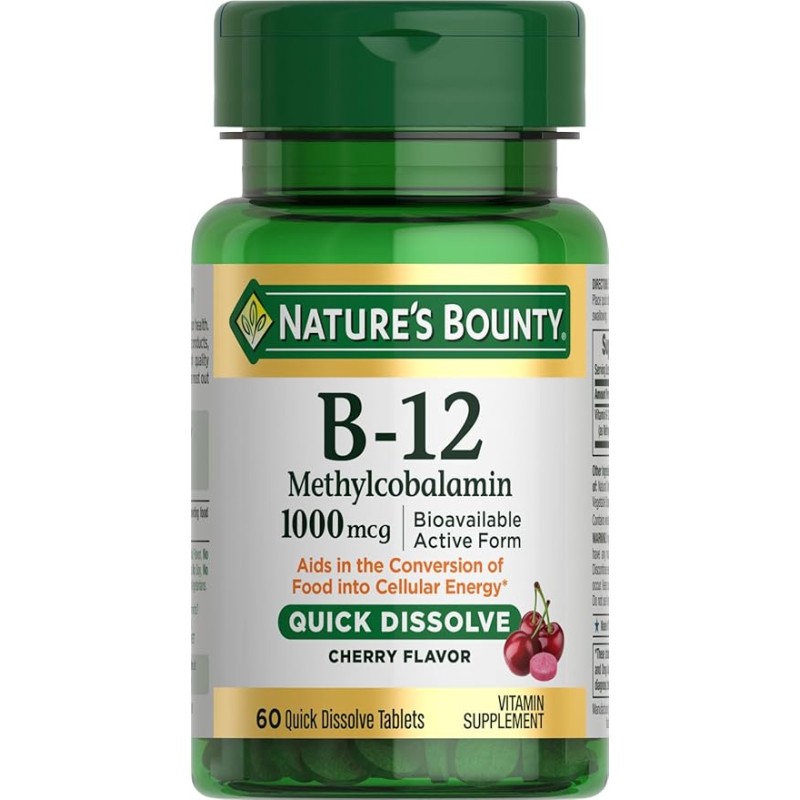 Nature's Bounty B-12 1000mcg Quick Dissolve 60 Veg Tablets