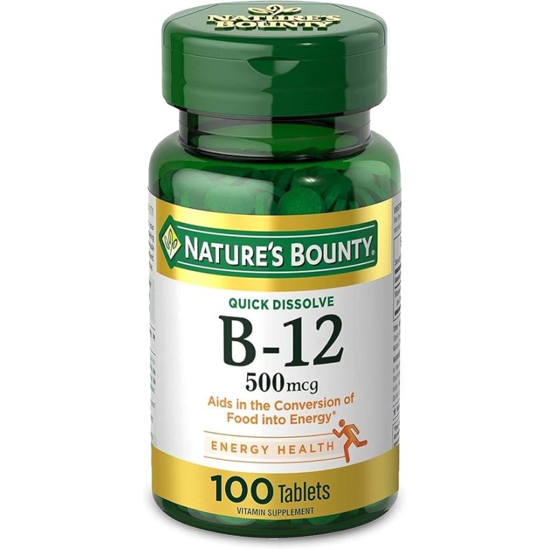 Nature's Bounty B-12 500mcg Quick Dissolve 100 Veg Tablets