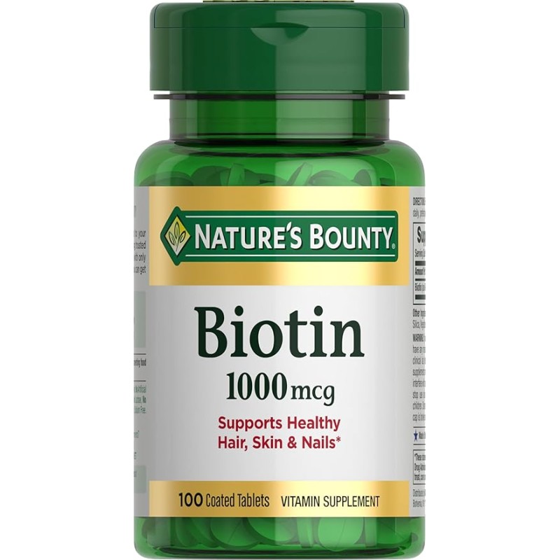Nature's Bounty Biotin 1000mcg Coated 100 Veg Tablets