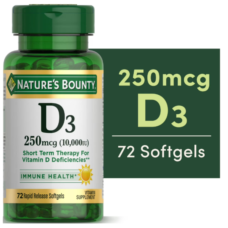 Nature's Bounty D3 250mcg - 10000iu Rapid Release 72 Softgels