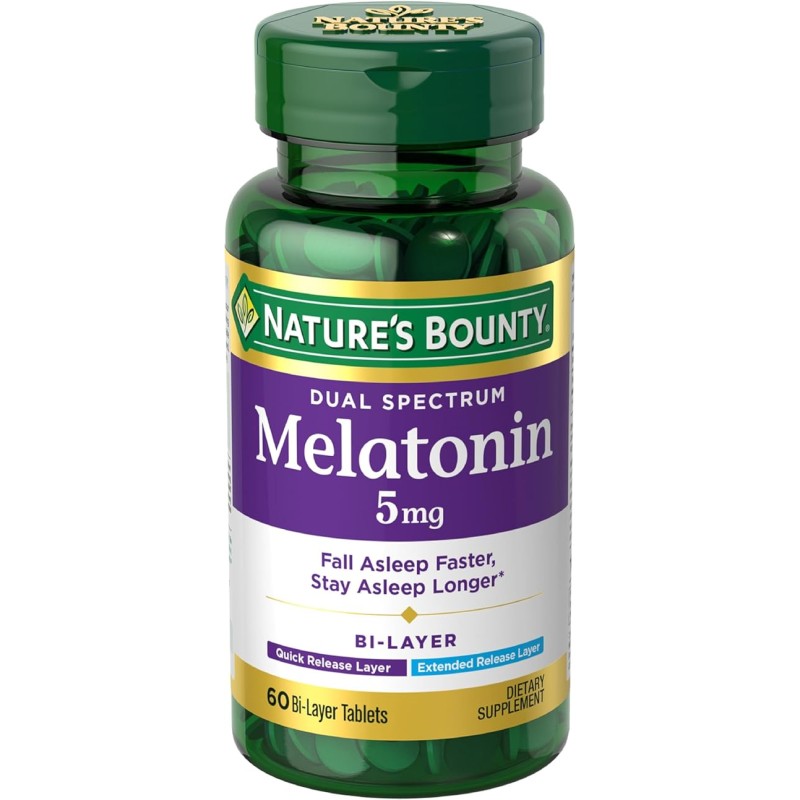 Nature's Bounty Melatonin 5mg Dual Spectrum Bi-Layer 60 Veg Tablets