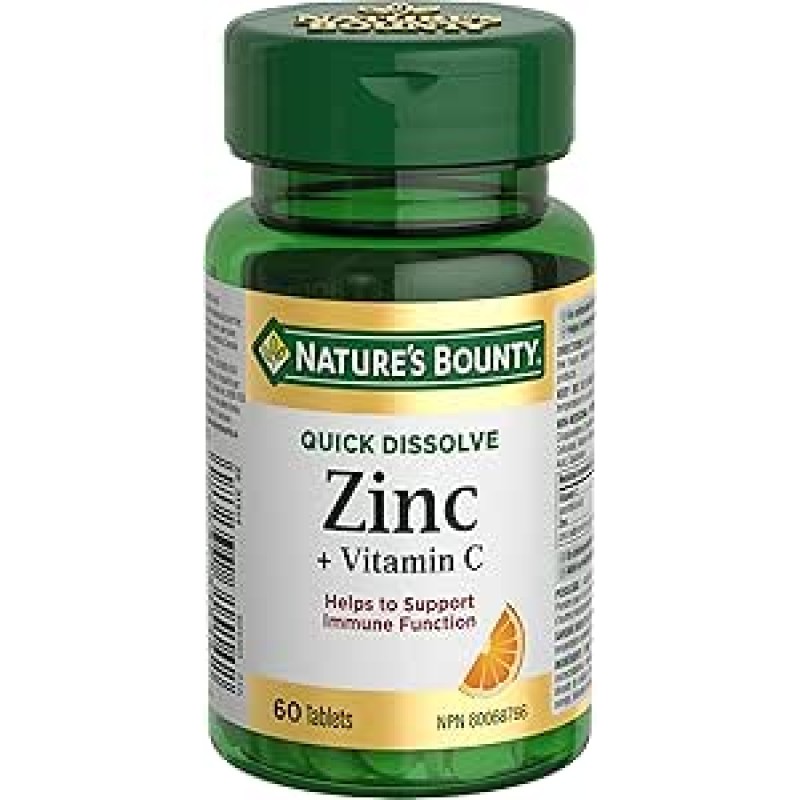 Nature's Bounty Vitamin C+ Zinc Quick Dissolve 60 Veg Tablets