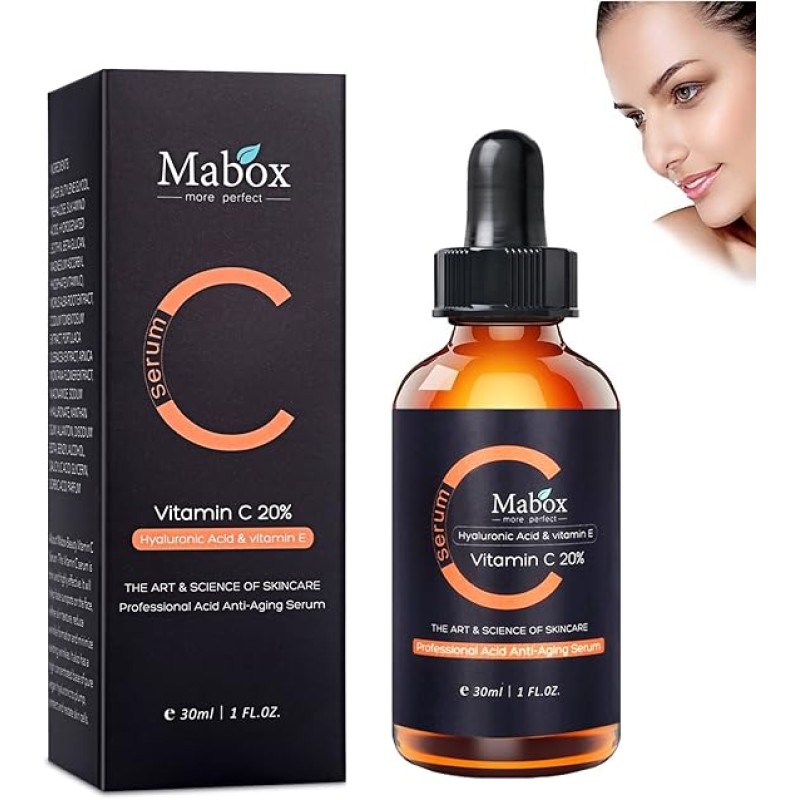Mabox Vitamin C Serum with Organic Hyaluronic Acid and Vitamin E