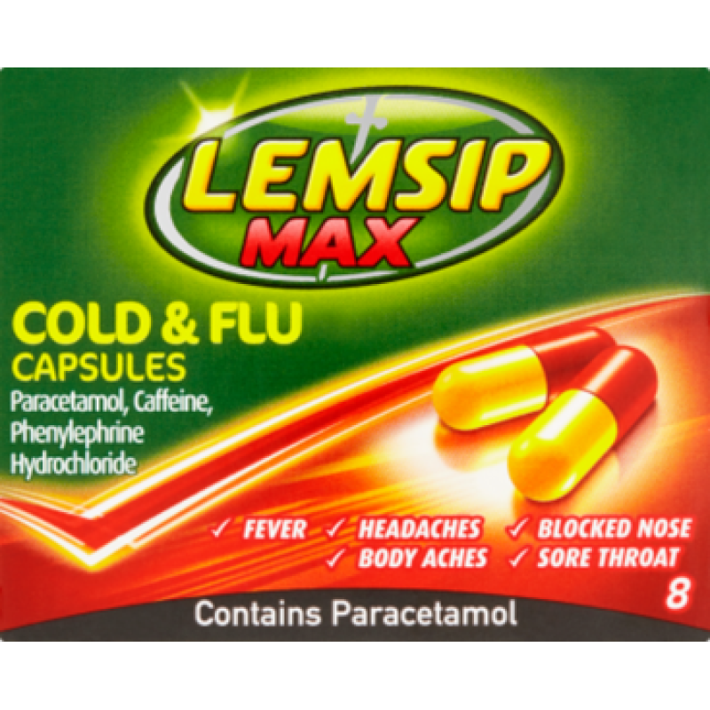 Lemsip Cold and Flu Max Strength 8 Capsules