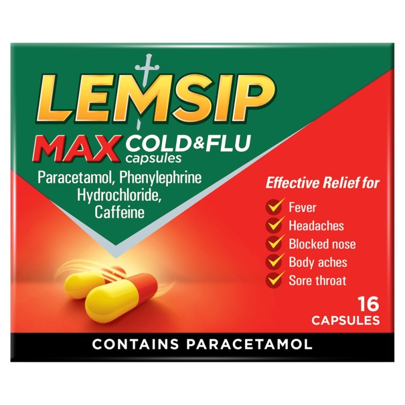Lemsip Max Cold and Flu 16 Capsules Lemsip Max Cold and Flu 16 Capsules