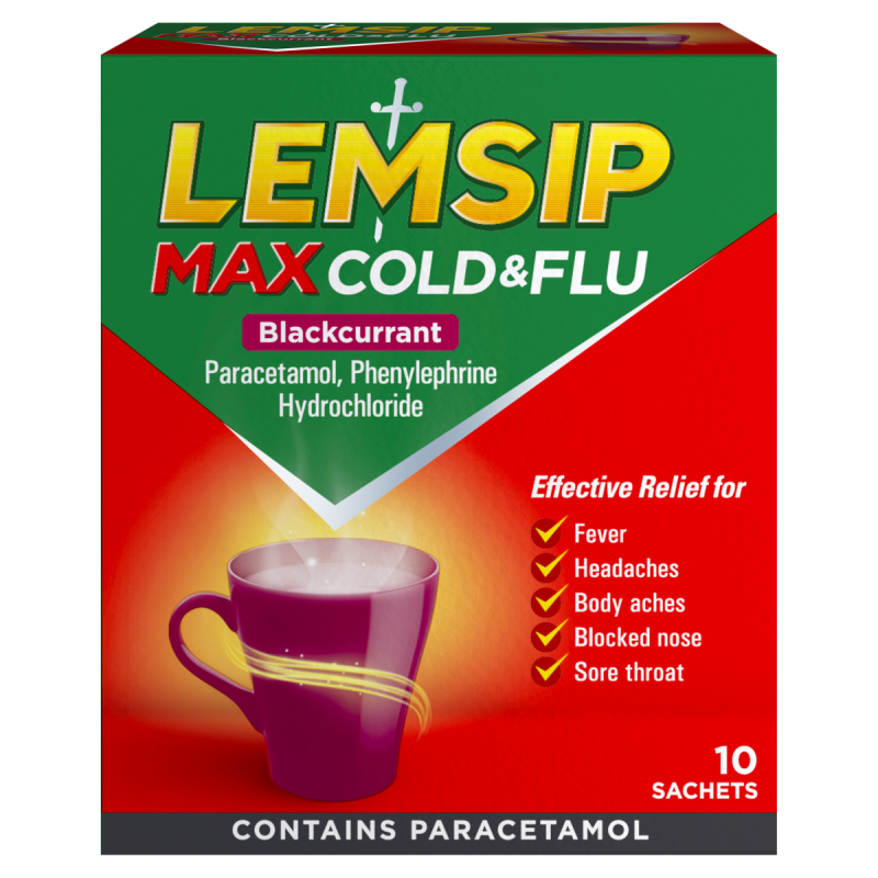 Lemsip Max Cold and Flu Blackcurrant 10 Sachets