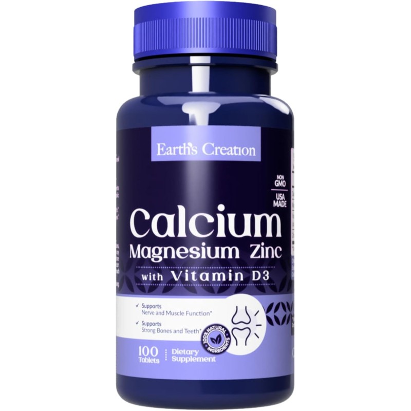 Earth's Creation Calcium, Magnesium and Zinc 100 Tablets