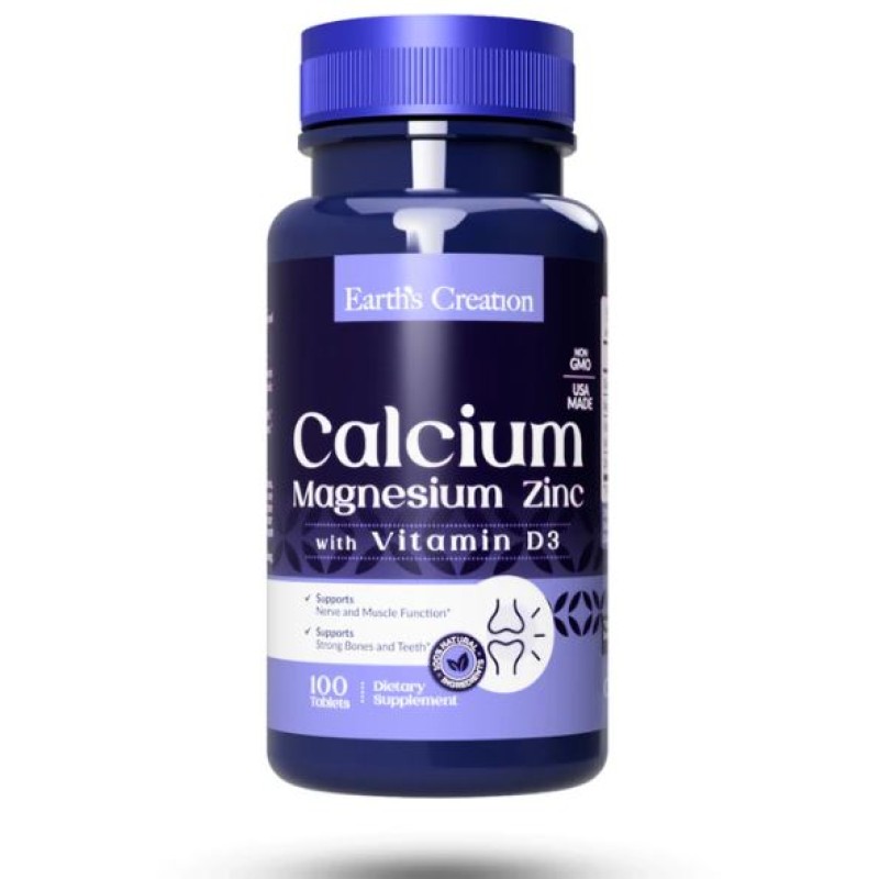Earth's Creation Calcium, Magnesium, Zinc with Vitamin D3 100 Tablets