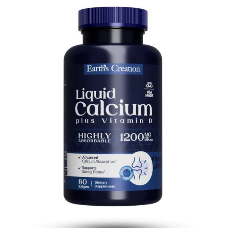 Earth's Creation Liquid Calcium + Vitamin D3 60 Softgels
