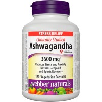 Webber Naturals Ashwagandha 3600mg (300mg Standardized) 120 Veg Capsules