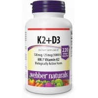 Webber Naturals K2 + D3 120mcg/1000IU 30 Softgels