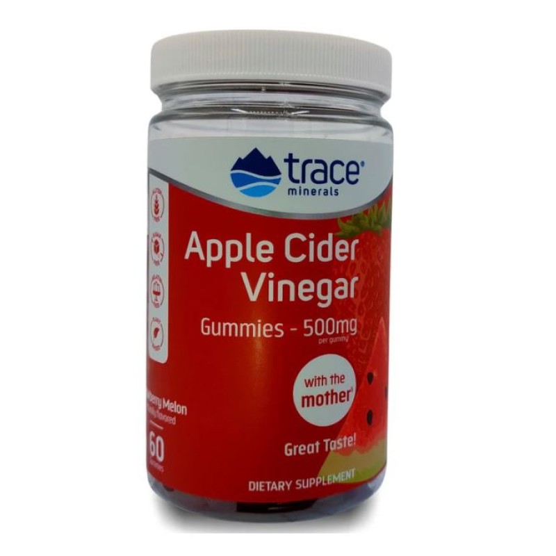 Trace Minerals Apple Cider Vinegar Gummies 500MG Strawberry Melon 60s